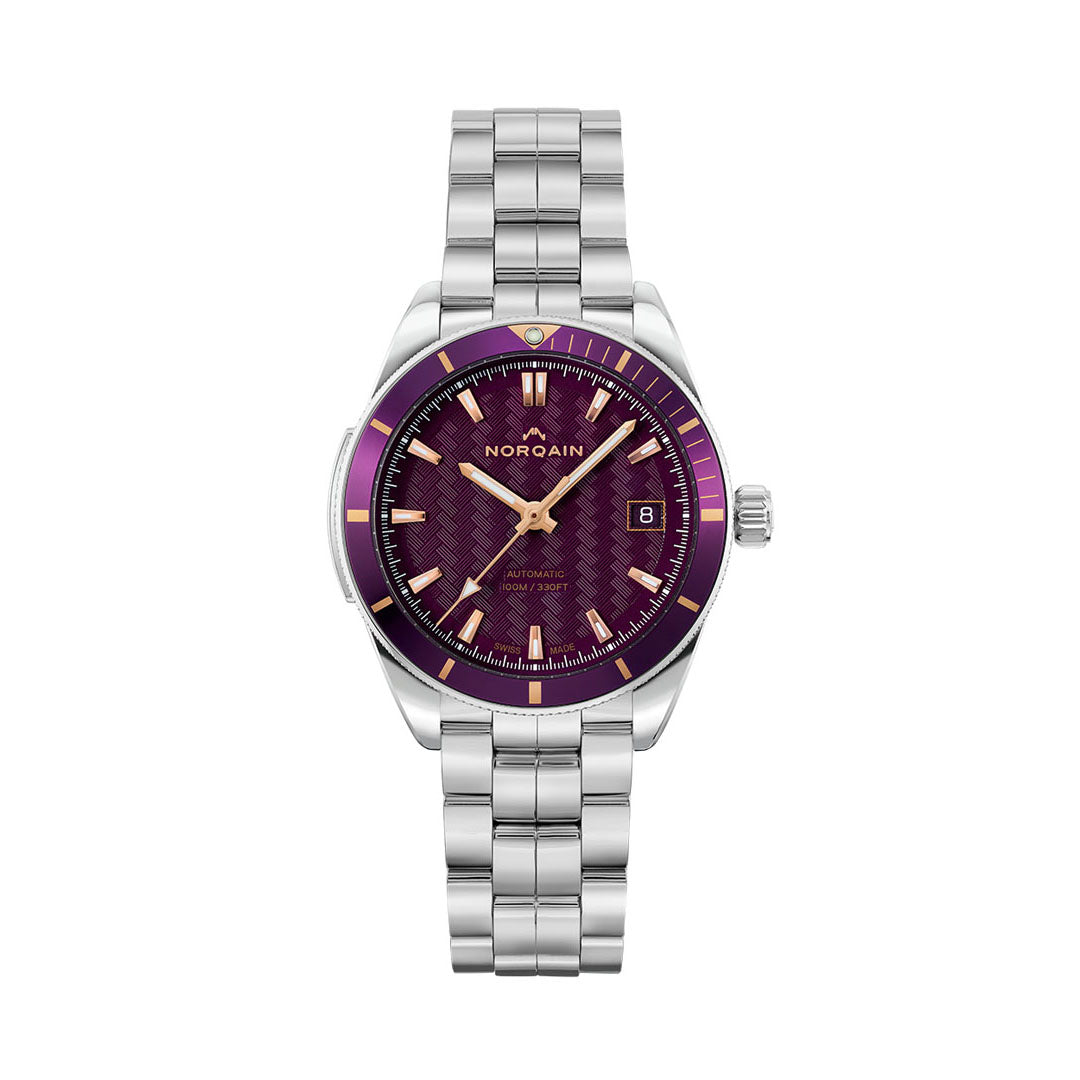 NORQAIN Adventure Purple automatic stainless steel watch 37 mm