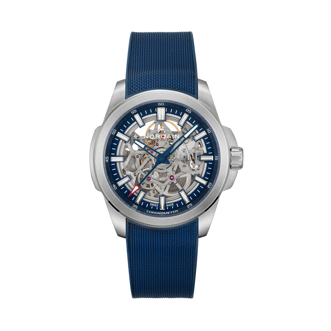 NORQAIN Independence Skeleton automatic stainless steel watch with 42 mm rubber strap