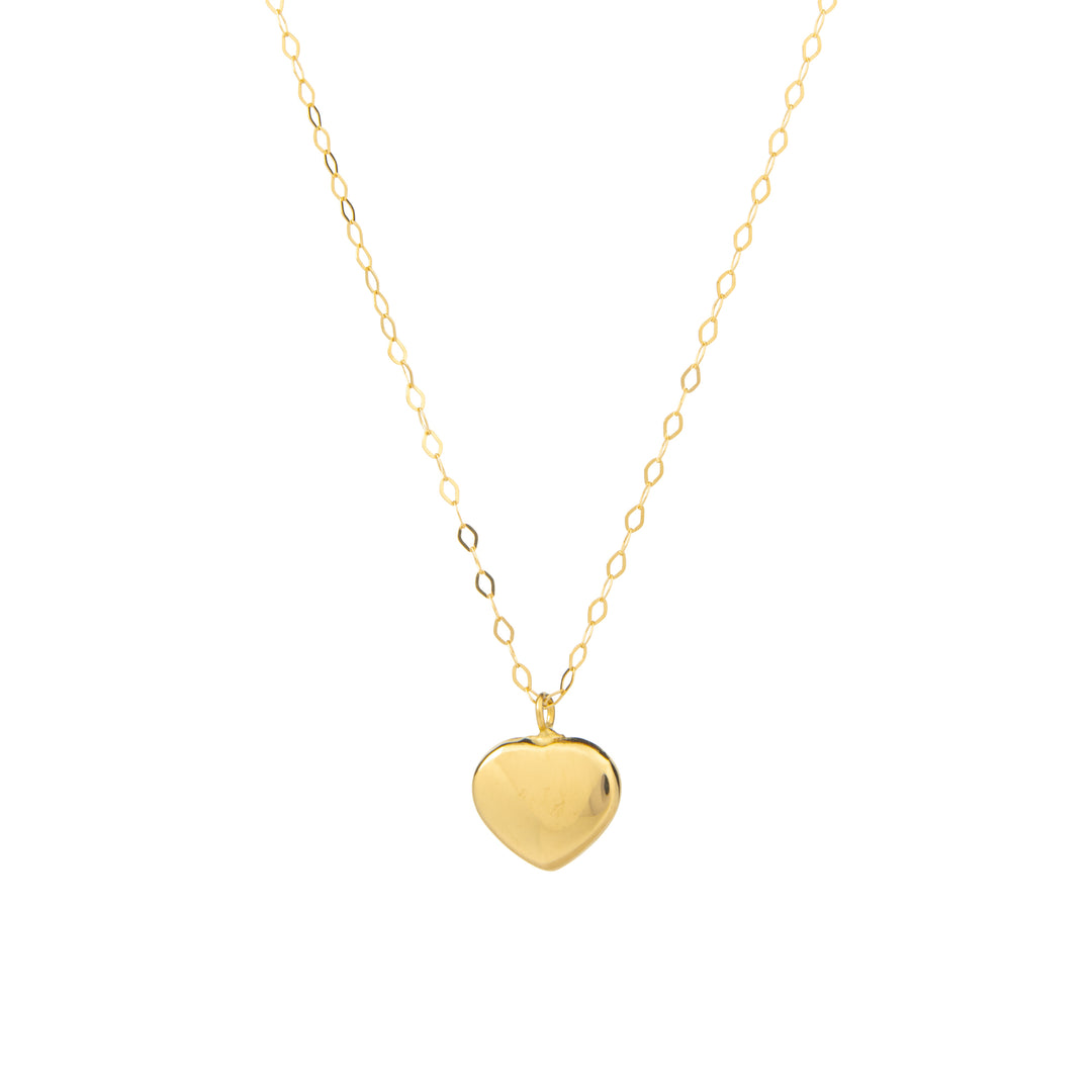 18K Yellow Gold Chain in Fancy Style with Heart Pendant