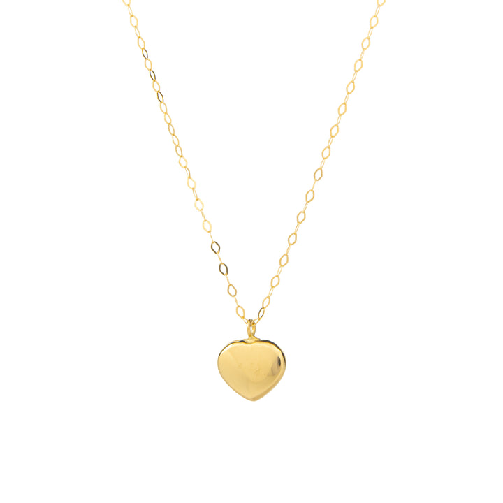 18K Yellow Gold Chain in Fancy Style with Heart Pendant
