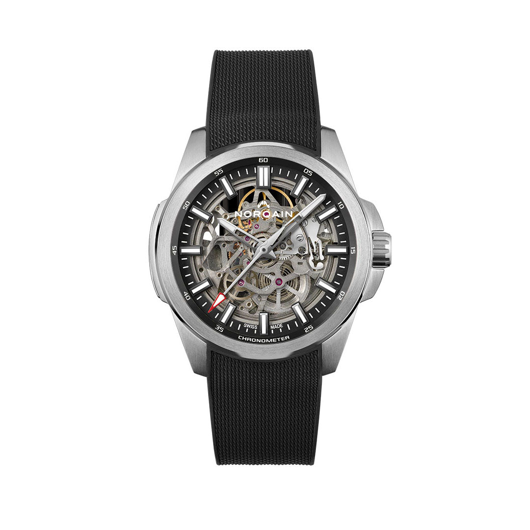 NORQAIN Independence Skeleton automatic stainless steel watch with 42 mm rubber strap