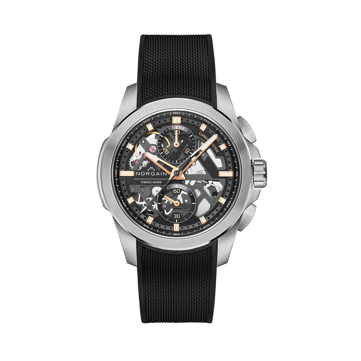 Montre NORQAIN Independence Skeleton Chrono automatique en acier inoxydable bracelet caoutchouc 42 mm