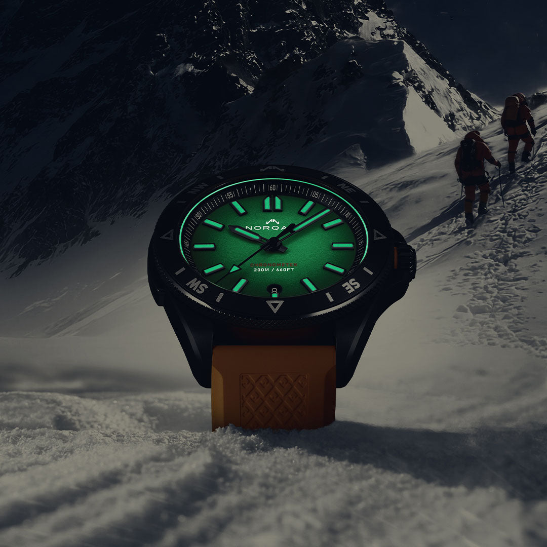 NORQAIN Adventure NEVEREST Limited Edition automatic watch in black DLC stainless steel with rubber strap 40 mm