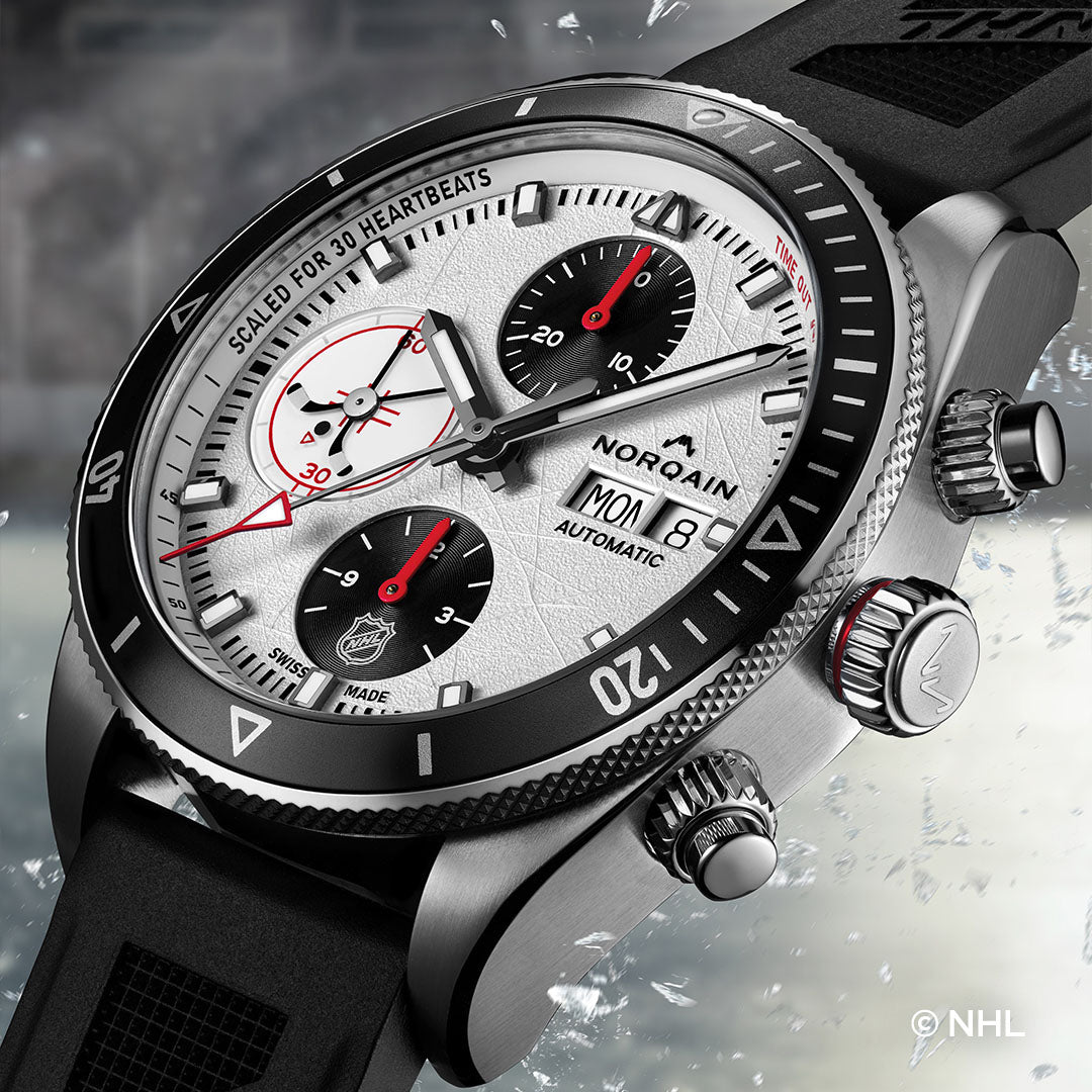 Montre NORQAIN Adventure Chrono NHL Limited Edition automatique en acier inoxydable bracelet caoutchouc 41 mm