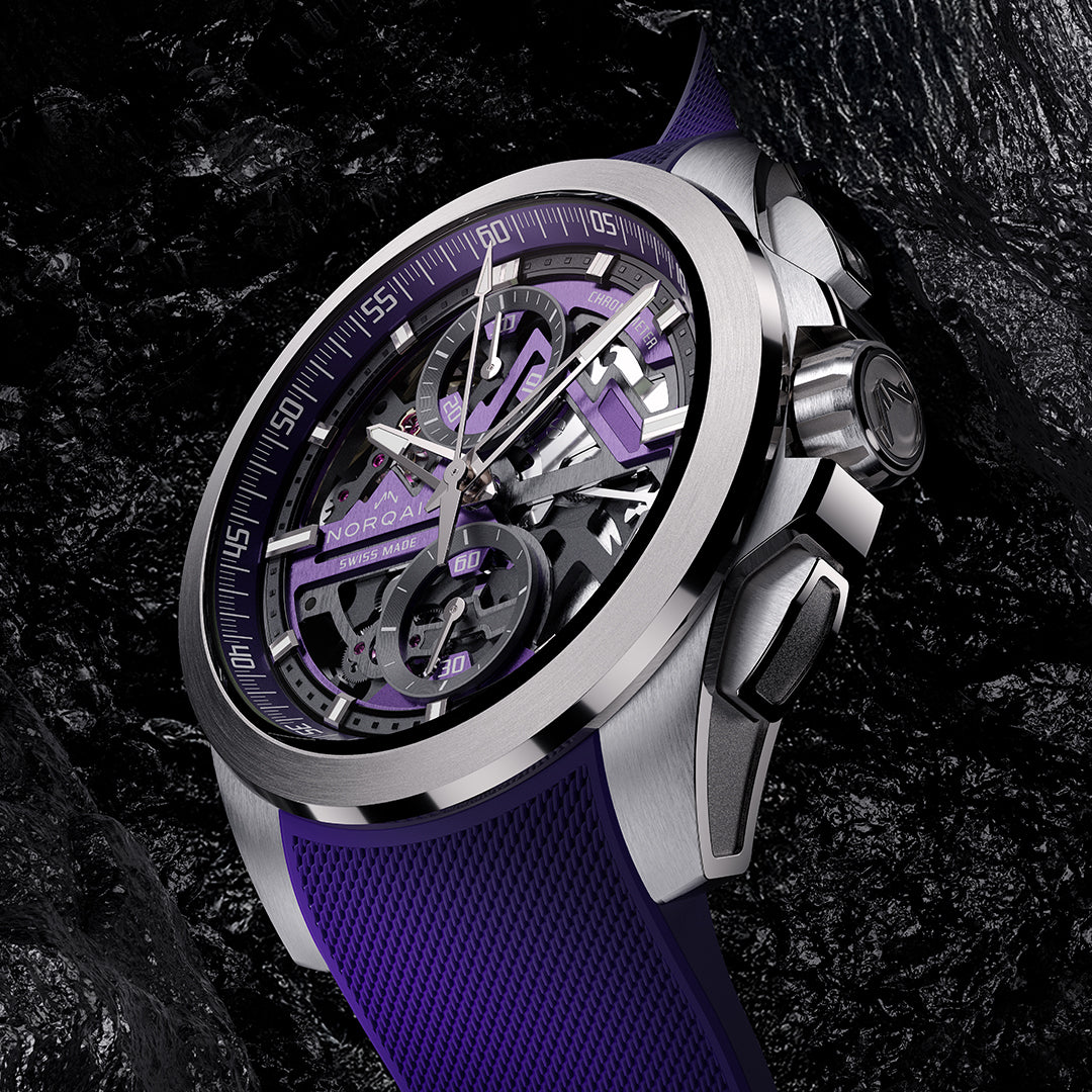 Montre NORQAIN Independence Skeleton Chrono automatique en titane bracelet caoutchouc 42 mm