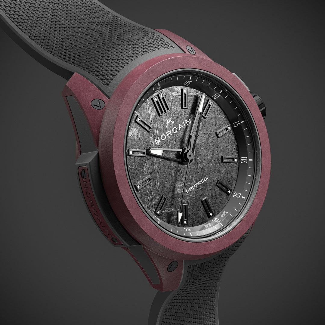 Montre NORQAIN Wild ONE Meteorite Special Edition automatique en matériau NORTEQ® à base de fibre de carbone bracelet caoutchouc 42 mm