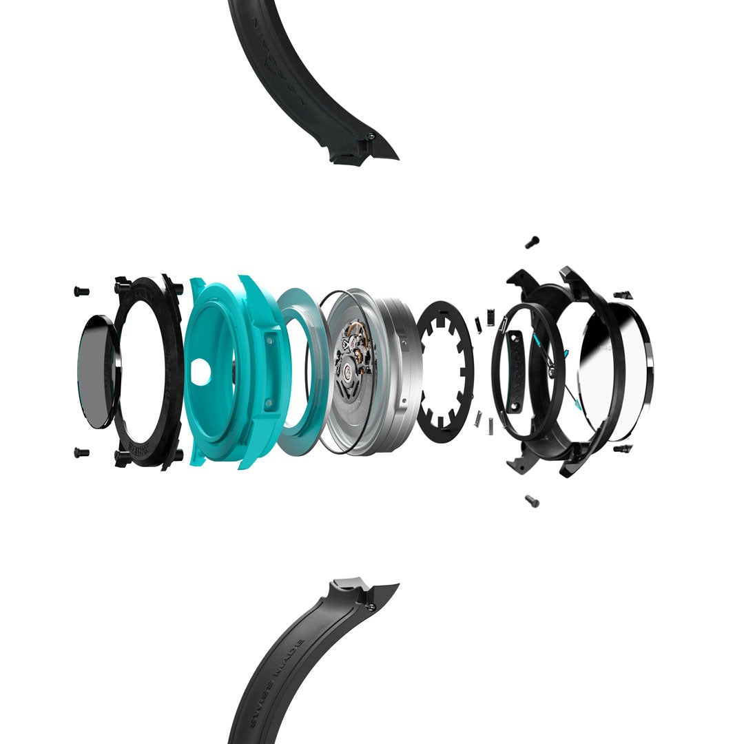 Montre NORQAIN Wild ONE Skeleton Turquoise automatique en matériau NORTEQ® à base de fibre de carbone bracelet caoutchouc 42 mm