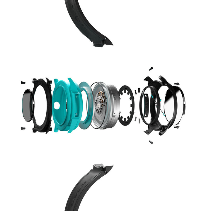 Montre NORQAIN Wild ONE Skeleton Turquoise automatique en matériau NORTEQ® à base de fibre de carbone bracelet caoutchouc 42 mm