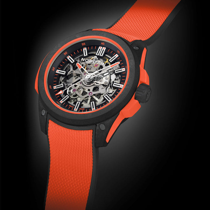 Montre NORQAIN Wild ONE Skeleton Coral automatique en matériau NORTEQ® à base de fibre de carbone bracelet caoutchouc 42 mm