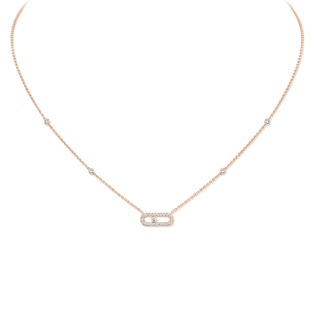 Collier Messika Move Uno Pavé en or rose 18k et diamants 04708-PG