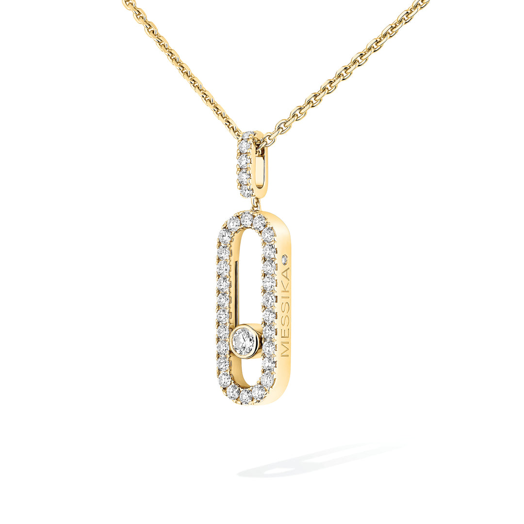 Messika Move Uno GM Pave Necklace in 18k Yellow Gold and Diamonds 12058-YG