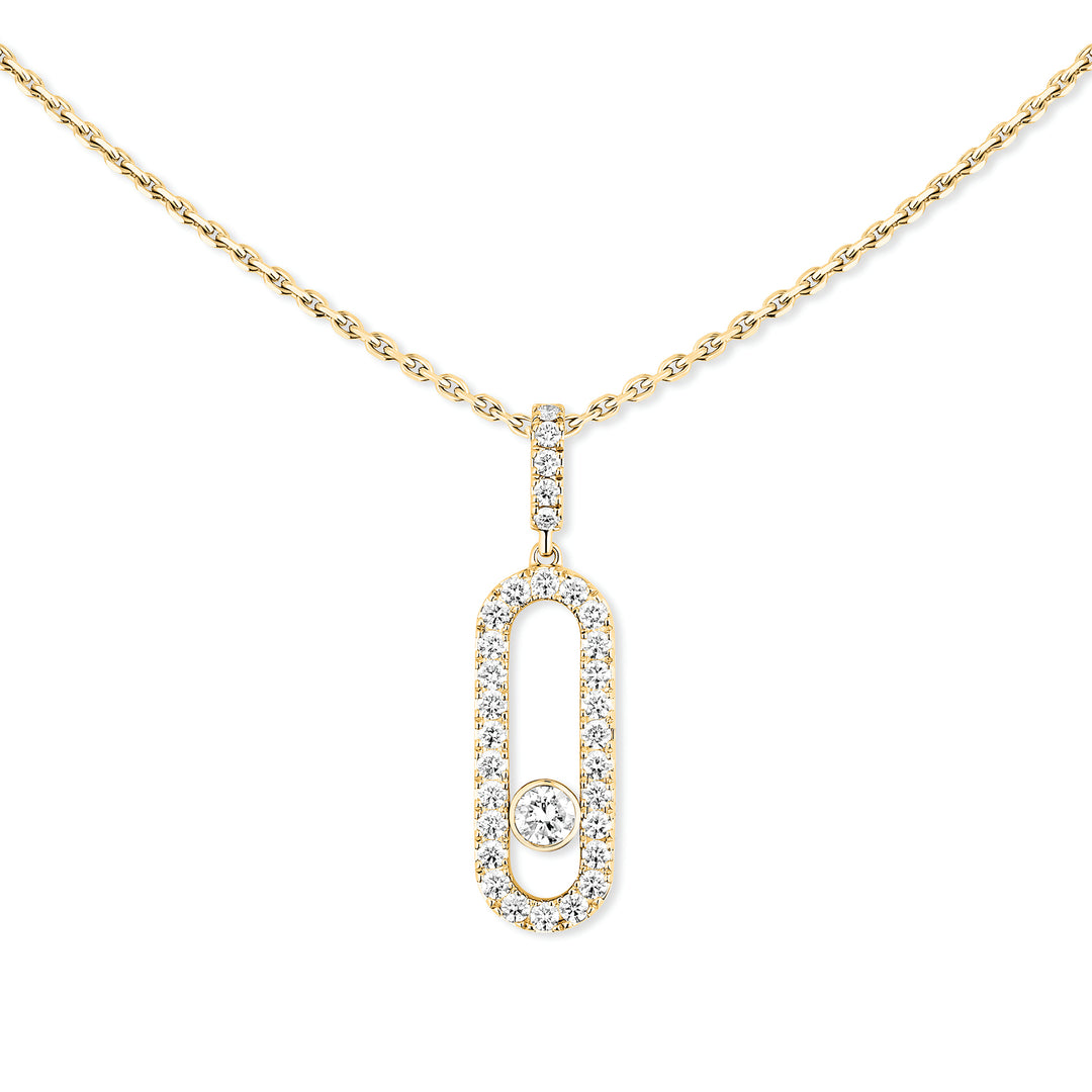 Messika Move Uno GM Pave Necklace in 18k Yellow Gold and Diamonds 12058-YG