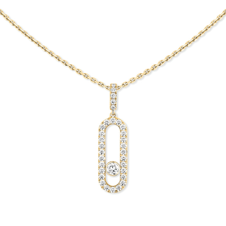 Messika Move Uno GM Pave Necklace in 18k Yellow Gold and Diamonds 12058-YG