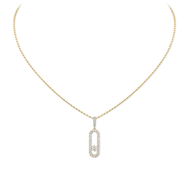 Messika Move Uno GM Pave Necklace in 18k Yellow Gold and Diamonds 12058-YG