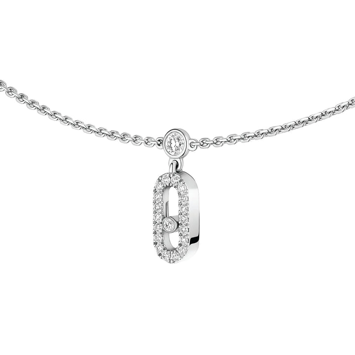 Messika Move Uno Pavé Charm Choker Necklace in 18k White Gold and Diamonds 12150-WG
