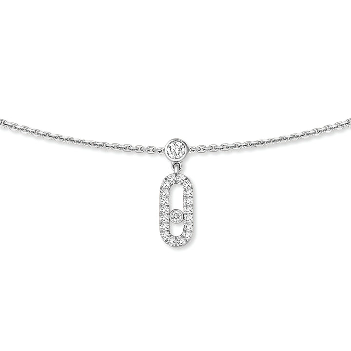 Messika Move Uno Pavé Charm Choker Necklace in 18k White Gold and Diamonds 12150-WG