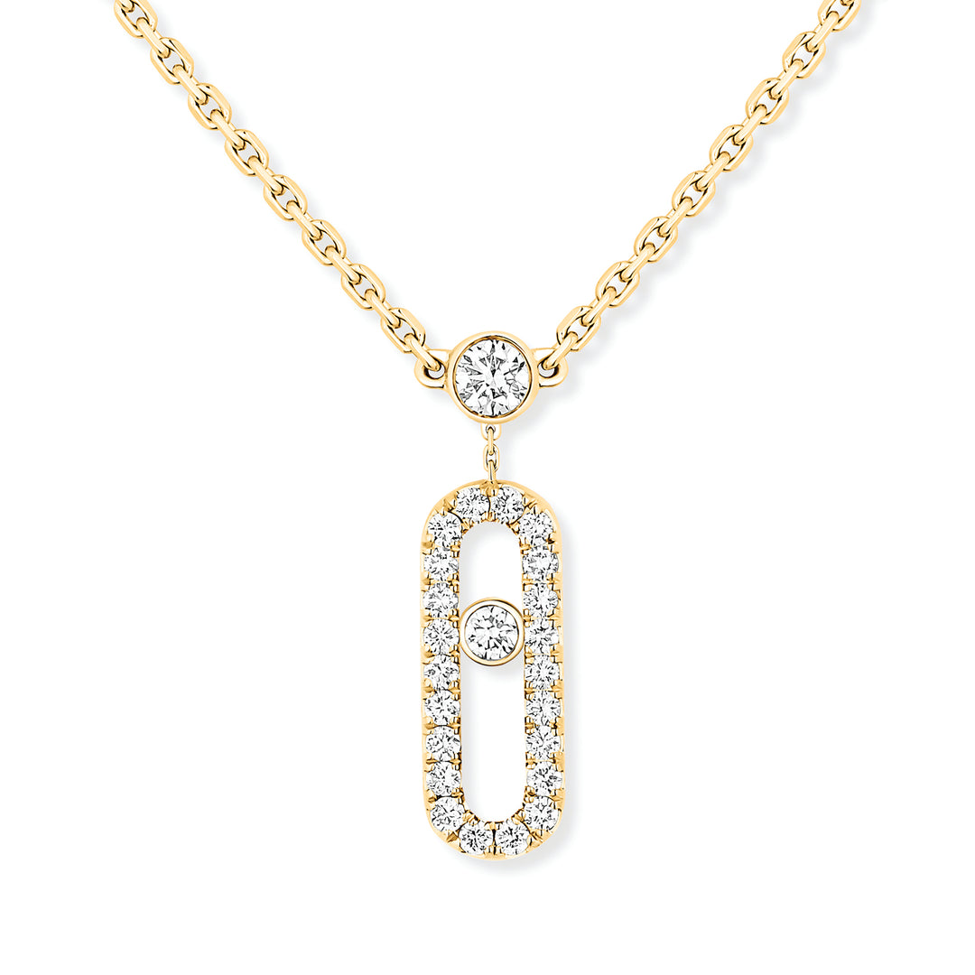 Collier Messika Move Uno Deux Rangs Pavé en or jaune 18k et diamants 07174-YG