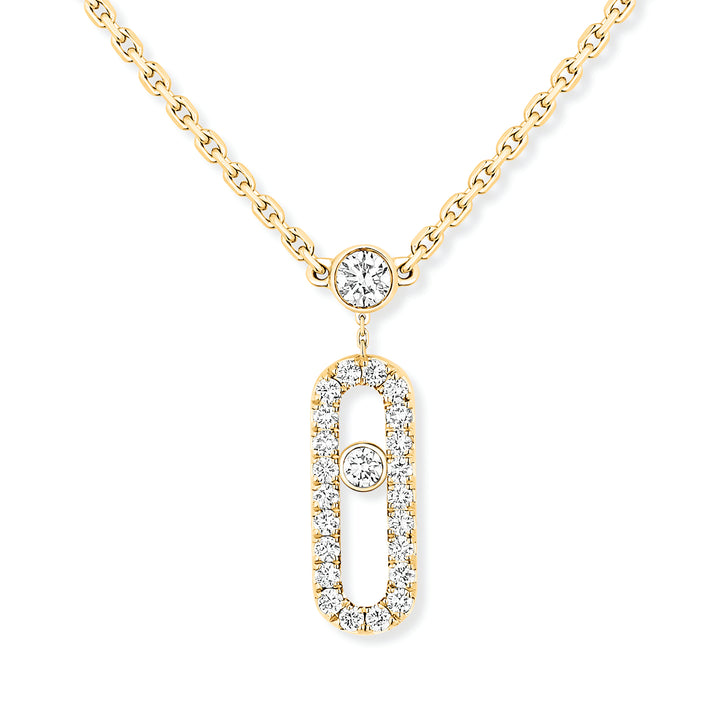 Collier Messika Move Uno Deux Rangs Pavé en or jaune 18k et diamants 07174-YG