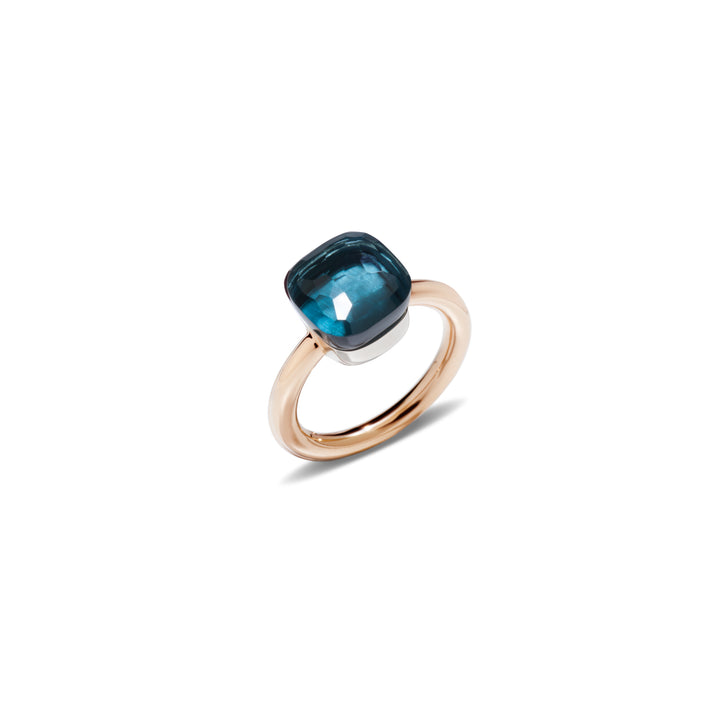Pomellato Nudo Classic ring in 18k rose and white gold with London blue topaz PAA1100-O6000-000TL