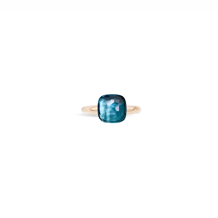 Pomellato Nudo Classic ring in 18k rose and white gold with London blue topaz PAA1100-O6000-000TL