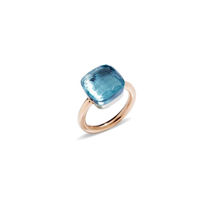 Bague Pomellato Nudo Maxi en or rose et blanc 18k topaze bleu ciel PAB2010-O6000-000OY