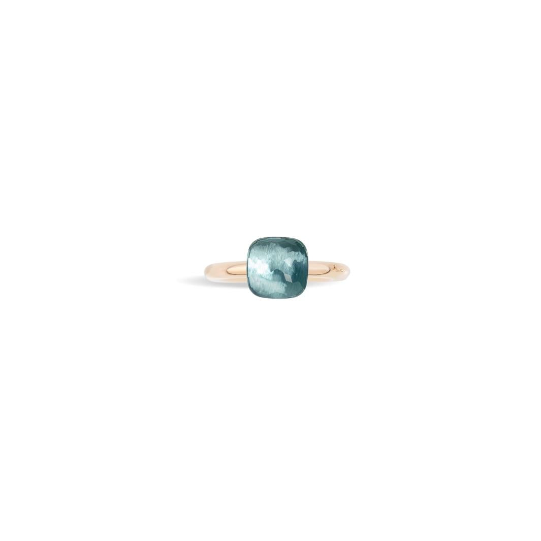 Pomellato Nudo Petit ring in 18k rose and white gold with sky blue topaz PAB4030-O6000-000OY