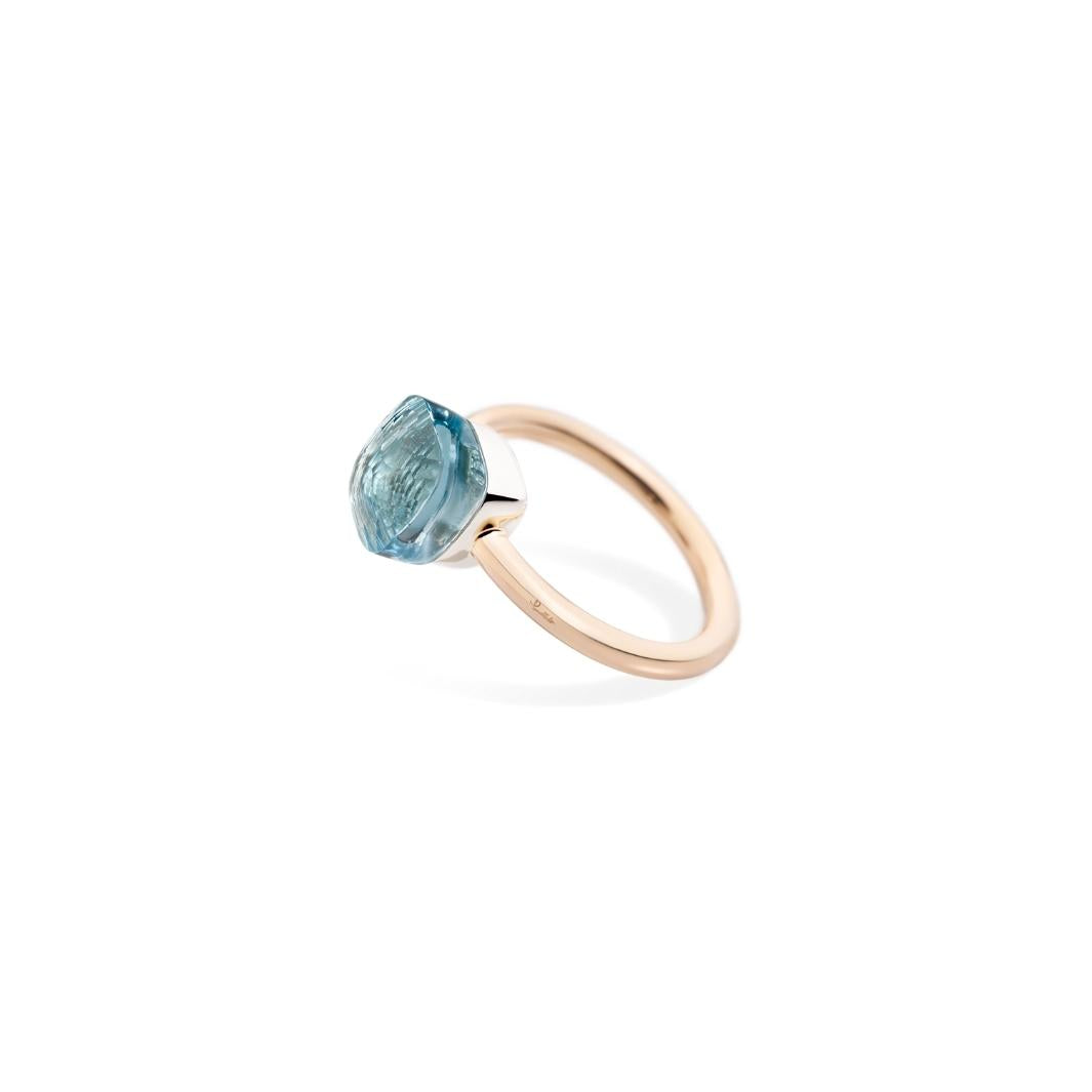 Pomellato Nudo Petit ring in 18k rose and white gold with sky blue topaz PAB4030-O6000-000OY