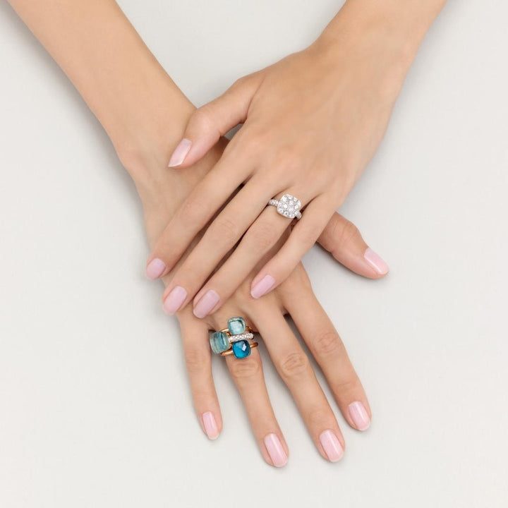 Pomellato Nudo Petit ring in 18k rose and white gold with sky blue topaz PAB4030-O6000-000OY