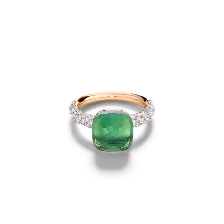 Bague Pomellato Nudo Classic en or rose et or blanc 18 k prasiolite agate verte et diamants PAC0040-O6WHR-BPAAV