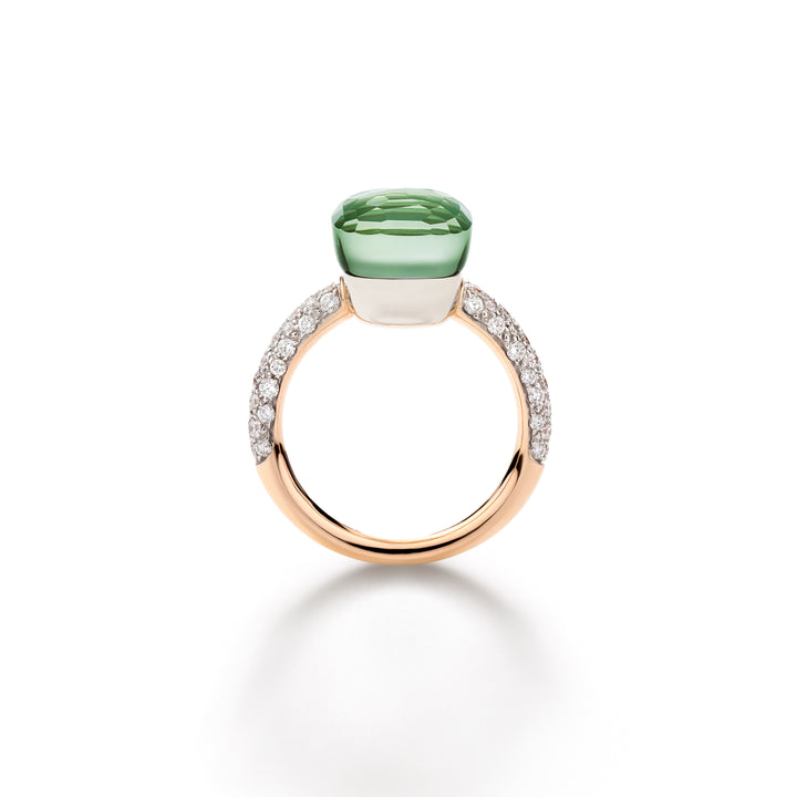 Bague Pomellato Nudo Classic en or rose et or blanc 18 k prasiolite agate verte et diamants PAC0040-O6WHR-BPAAV