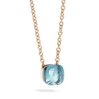 Collier Pomellato Nudo Petit en or rose et blanc 18k topaze bleu ciel PCB6010-O6000-000OY