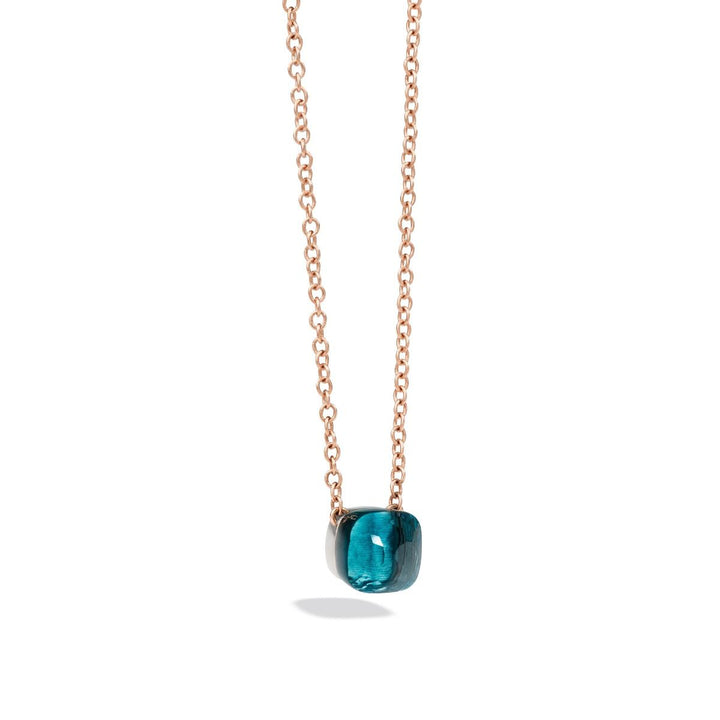 Collier Pomellato Nudo Petit en or rose et blanc 18k topaze bleu Londres PCB6010-O6000-000TL