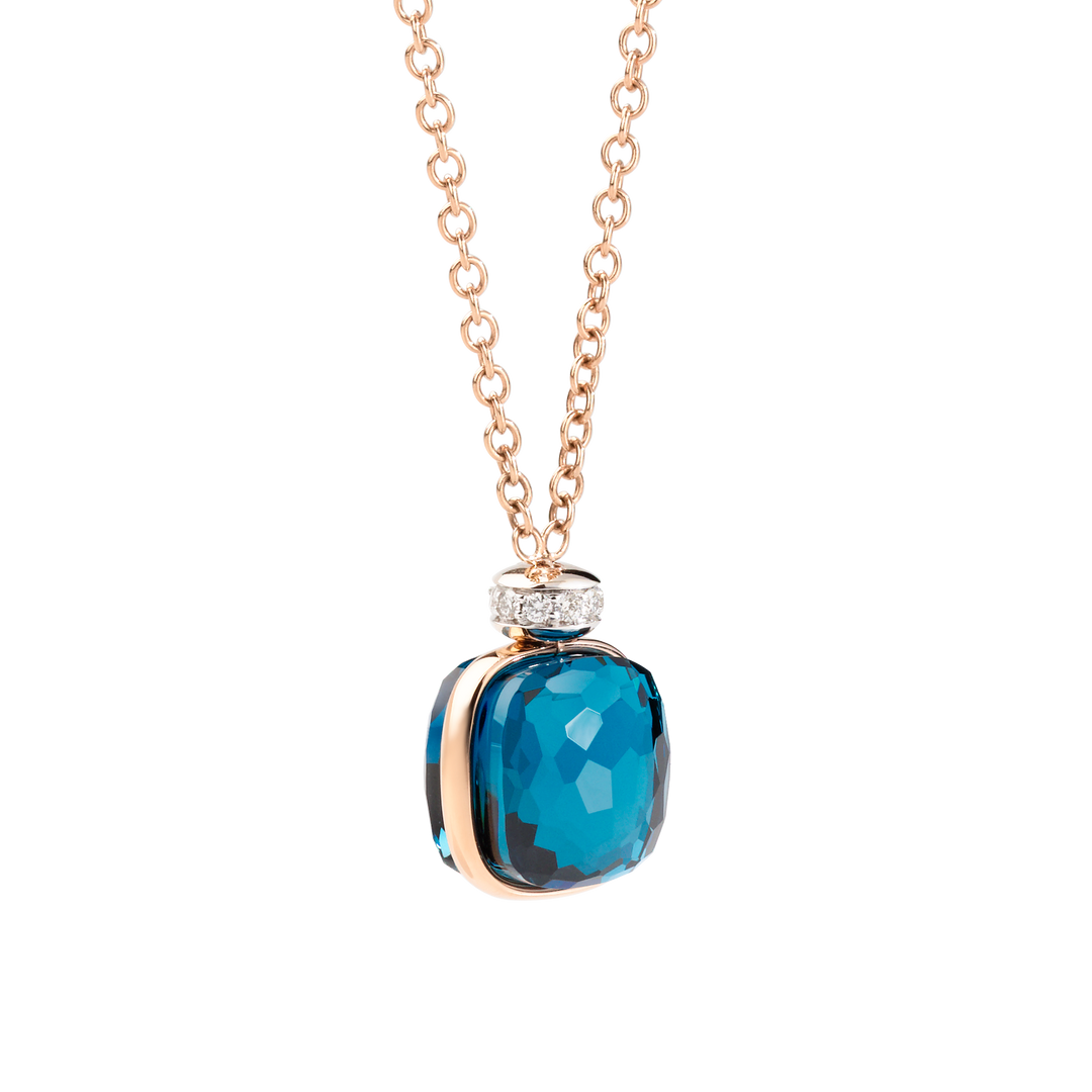 Pomellato Nudo Classic 18k rose and white gold necklace with London blue topaz and diamonds PCC2022-O6WHR-DB0TL