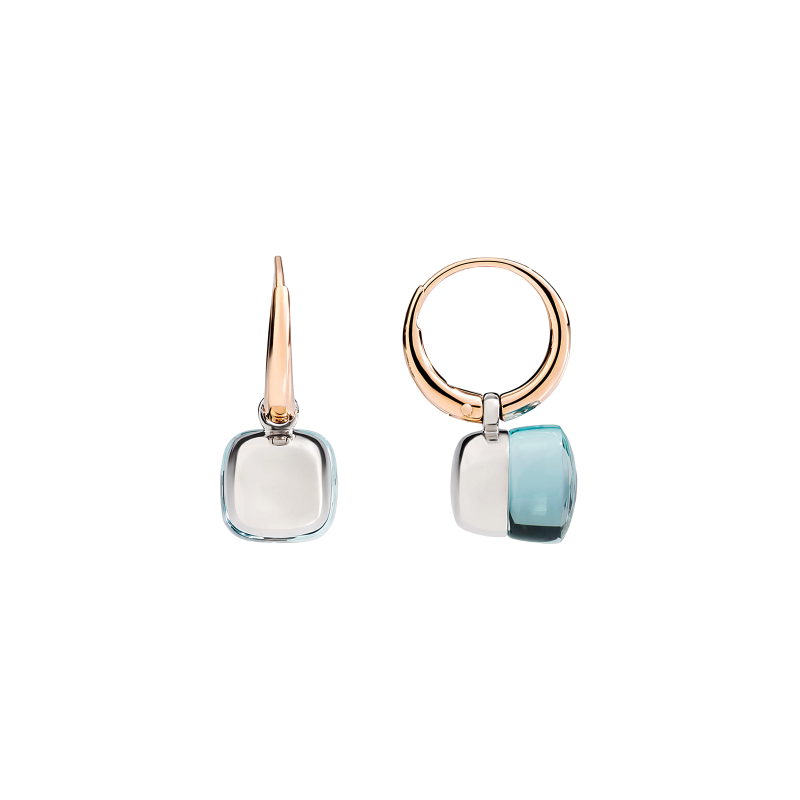 Pomellato Nudo Petit 18k rose and white gold earrings with sky-blue topazes POB2010-O6000-000OY
