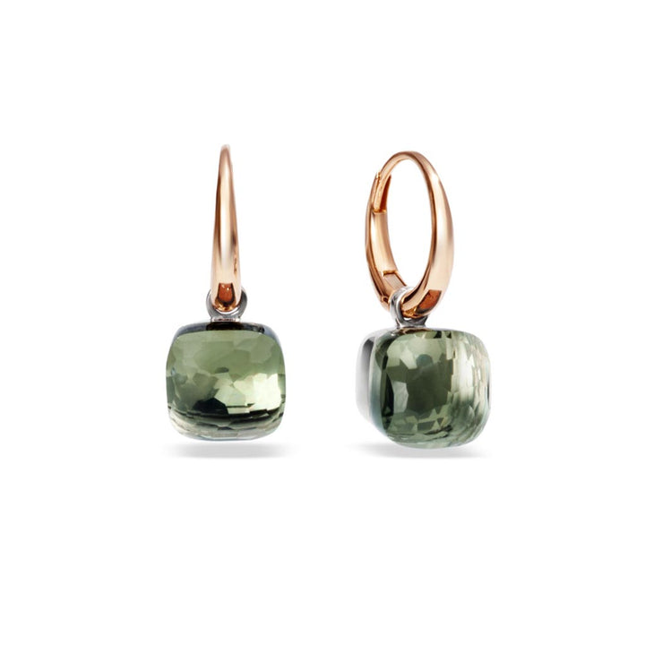 Boucles d'oreilles Pomellato Nudo Petit en or rose et blanc 18k prasiolites vertes POB2010-O6000-000PA