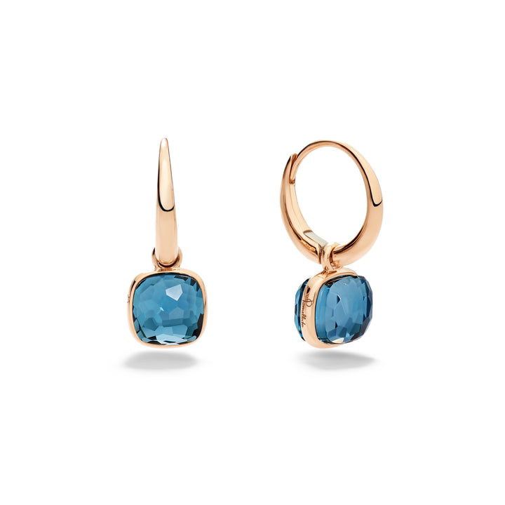 Boucles d'oreilles Pomellato Nudo Mini en or rose 18k topazes bleu Londres POC5020-O7000-000TL