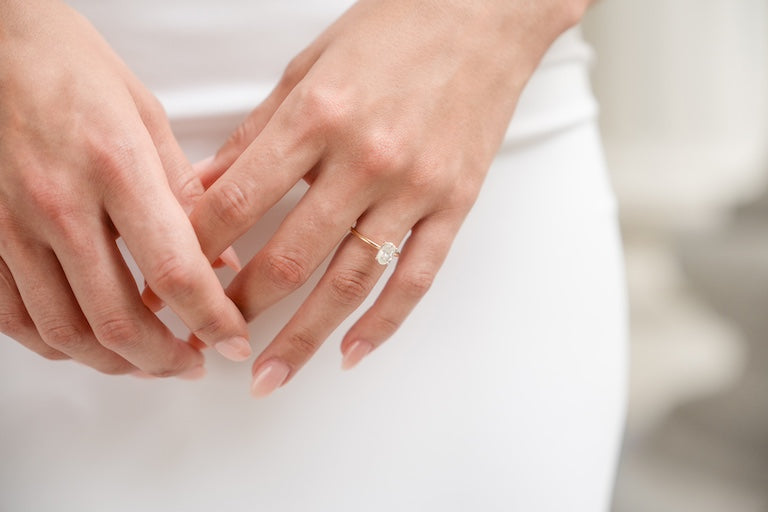 bride's close up shot of wedding ring