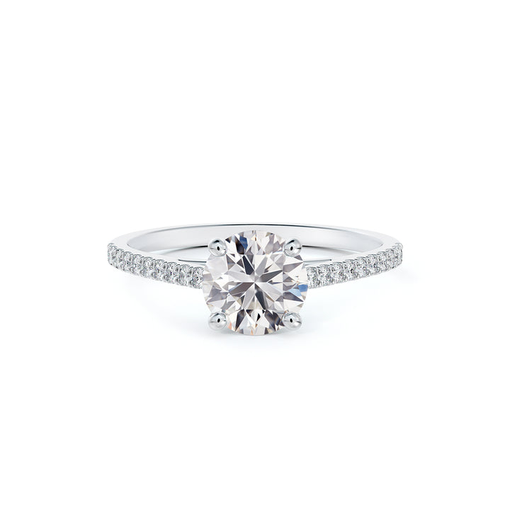 Bague de fiançailles solitaire pavée en or blanc 18k diamant 0.33 ct