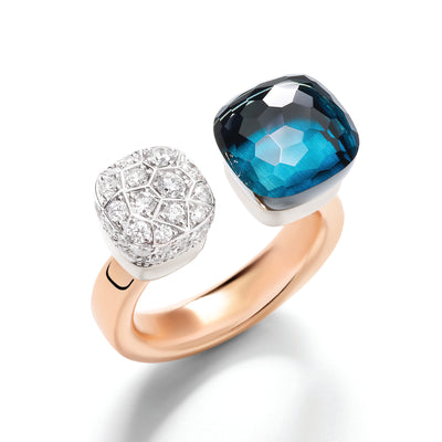 Bague Pomellato Nudo en or rose 18k, topaze bleu et diamants PAC4020-O6WHR-DB0TL