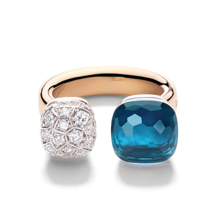 Bague Pomellato Nudo en or rose 18k, topaze bleu et diamants PAC4020-O6WHR-DB0TL