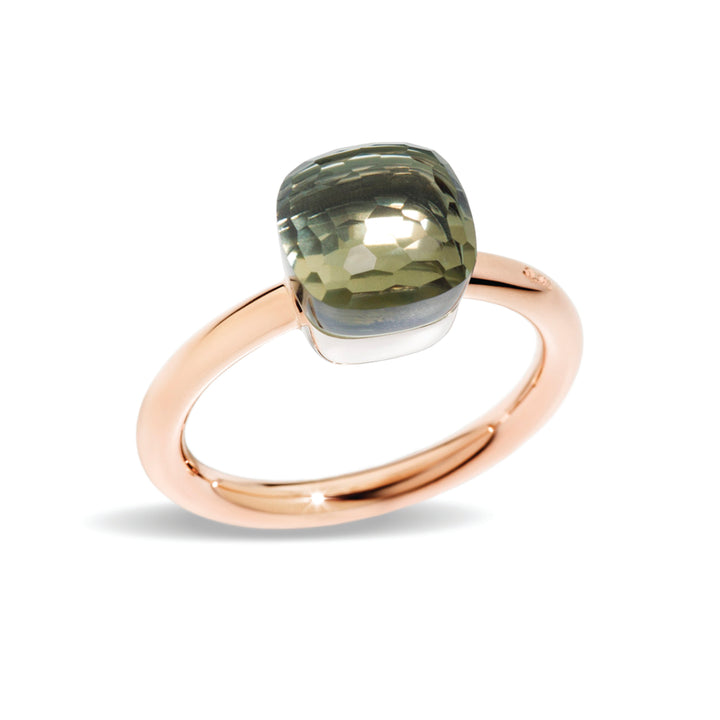 Bague Pomellato Nudo Petit en or rose et blanc 18k prasiolite verte PAB4030-O6000-000PA