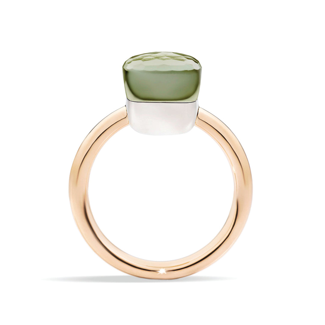 Bague Pomellato Nudo Petit en or rose et blanc 18k prasiolite verte PAB4030-O6000-000PA