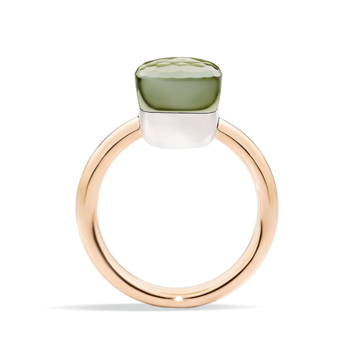 Bague Pomellato Nudo Petit en or rose et blanc 18k prasiolite verte PAB4030-O6000-000PA