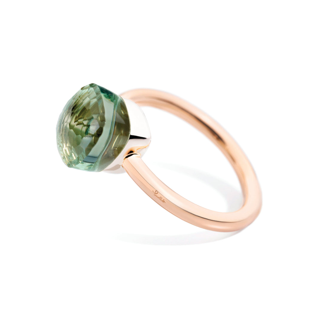 Bague Pomellato Nudo Petit en or rose et blanc 18k prasiolite verte PAB4030-O6000-000PA