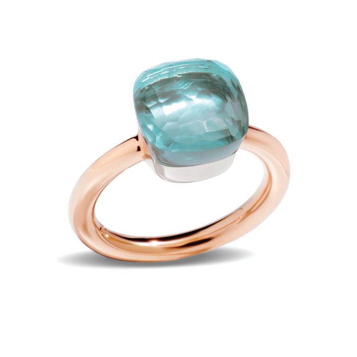 Pomellato Nudo Maxi ring in 18k rose and white gold with sky blue topaz PAB2010-O6000-000OY