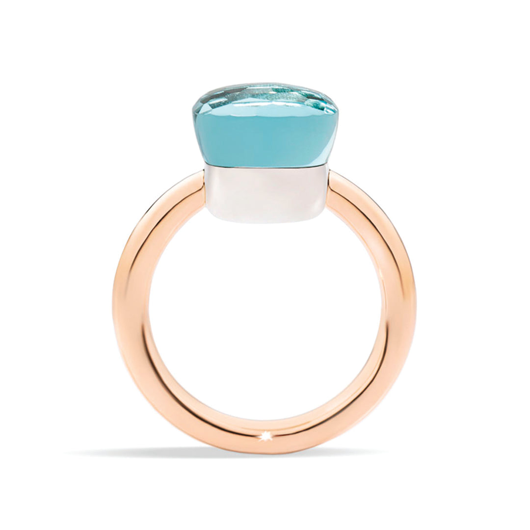 Pomellato Nudo Maxi ring in 18k rose and white gold with sky blue topaz PAB2010-O6000-000OY