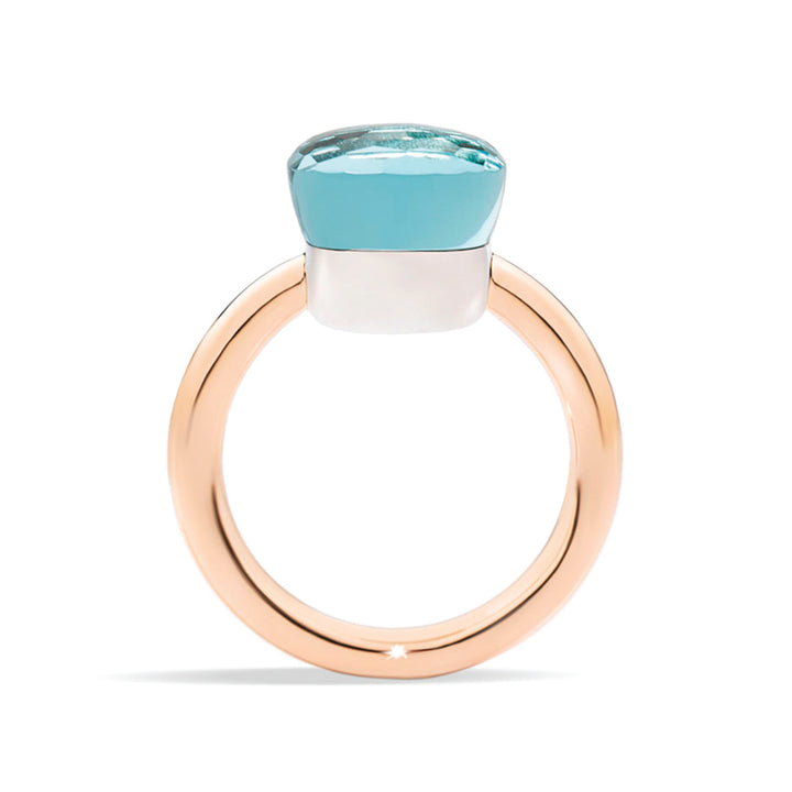 Pomellato Nudo Maxi ring in 18k rose and white gold with sky blue topaz PAB2010-O6000-000OY