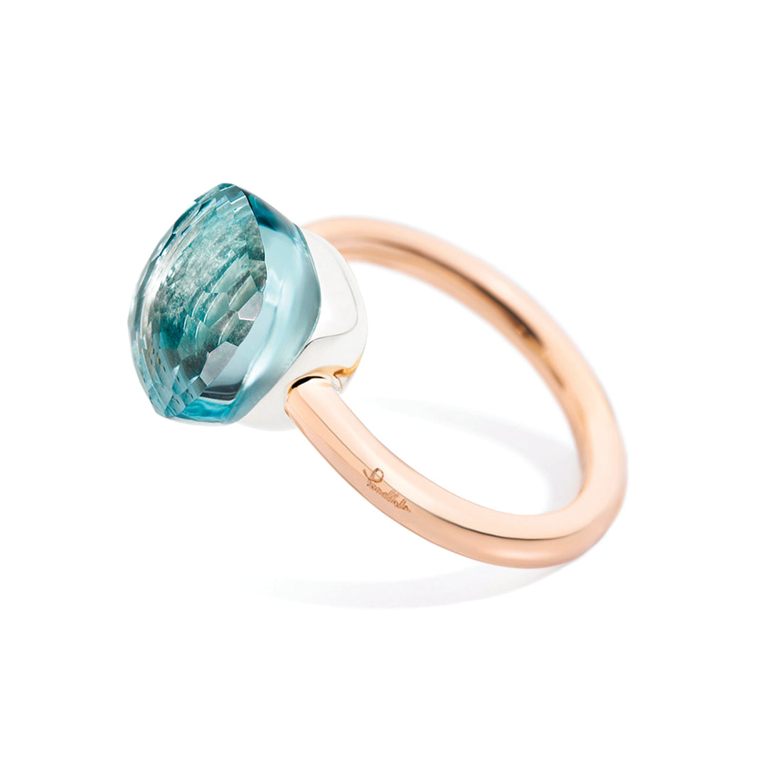 Pomellato Nudo Maxi ring in 18k rose and white gold with sky blue topaz PAB2010-O6000-000OY