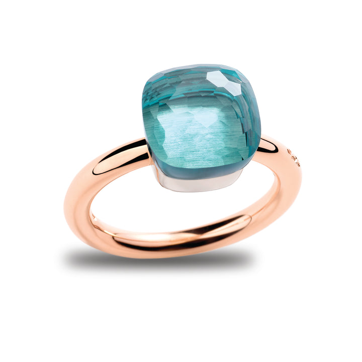 Pomellato Nudo Classic ring in 18k rose and white gold with sky-blue topaz PAA1100-O6000-000OY