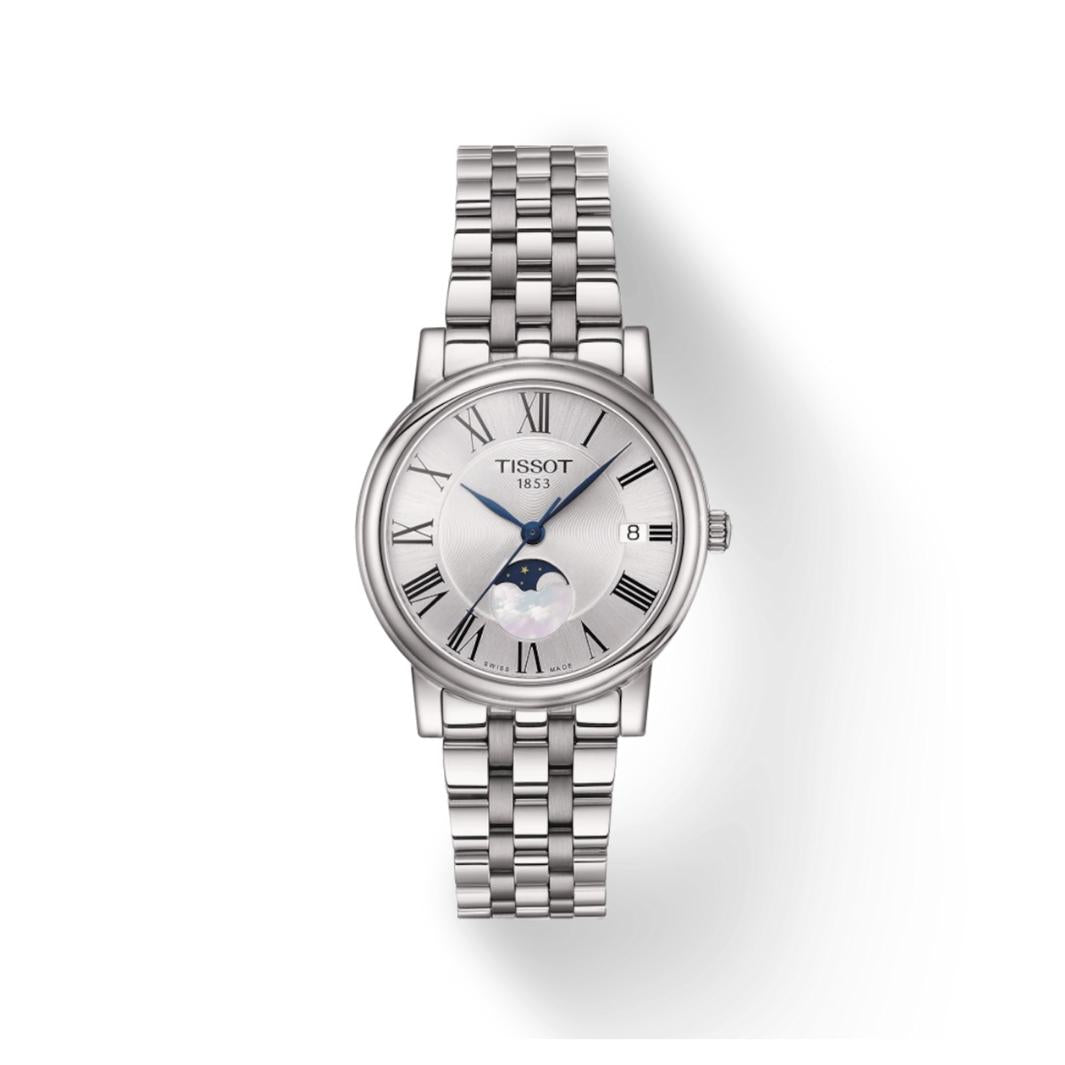 Tissot Carson Premium Lady Moonphase quartz watch in 32 mm stainless steel T122.223.11.033.00